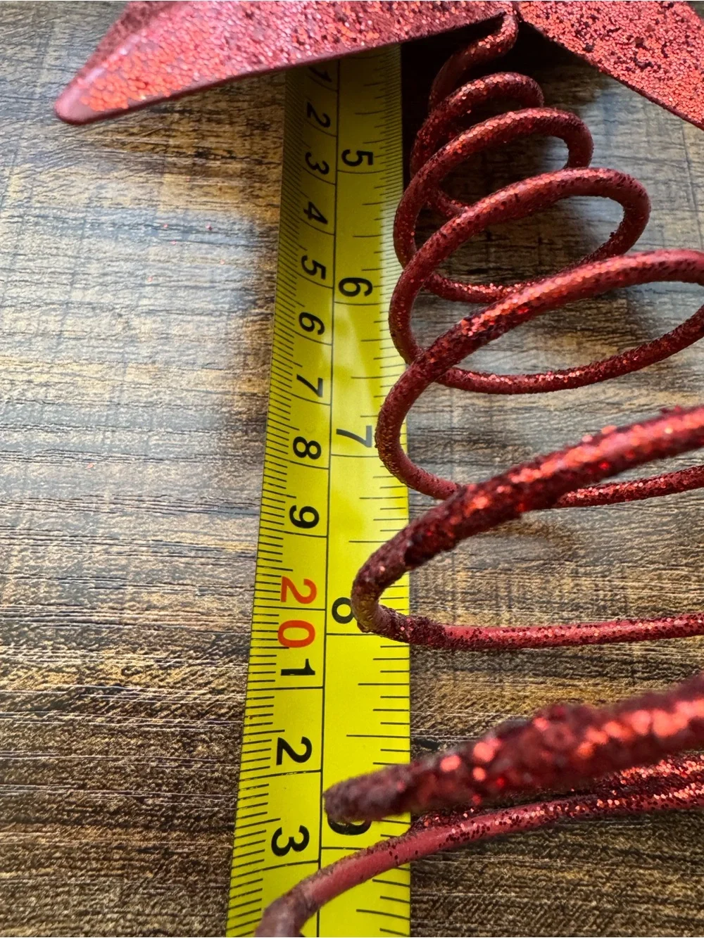 Red Glitter Christmas Tree Topper Star Metal Wire Base New